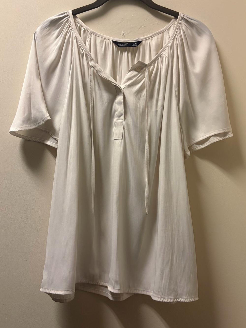 Simply Vera Vera Wang White Short-Sleeve Peasant Top Women’s Medium